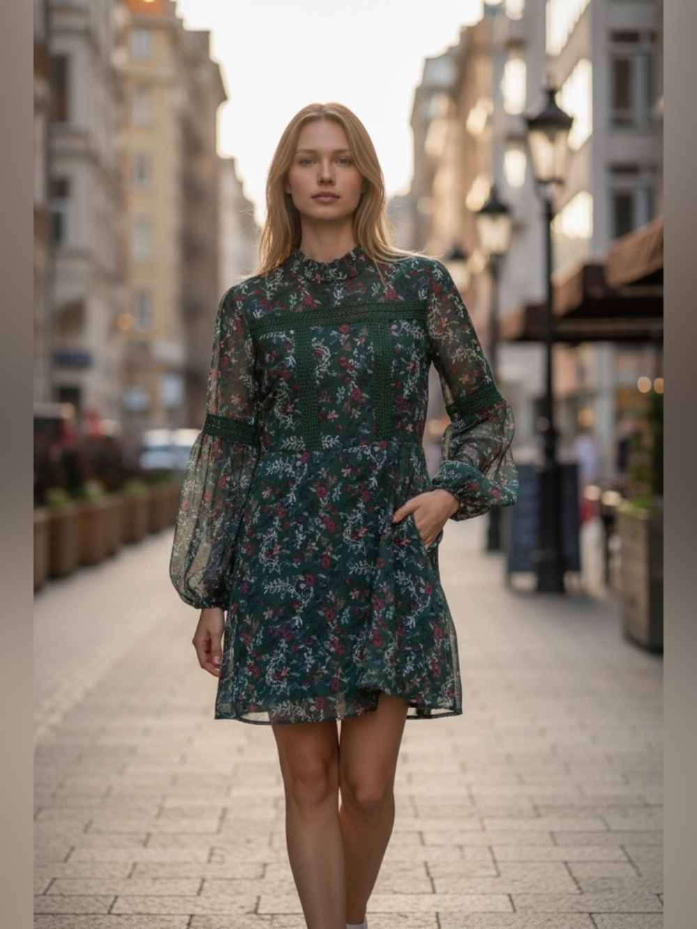 Free Generation long sleeve, teal dress, size M.
